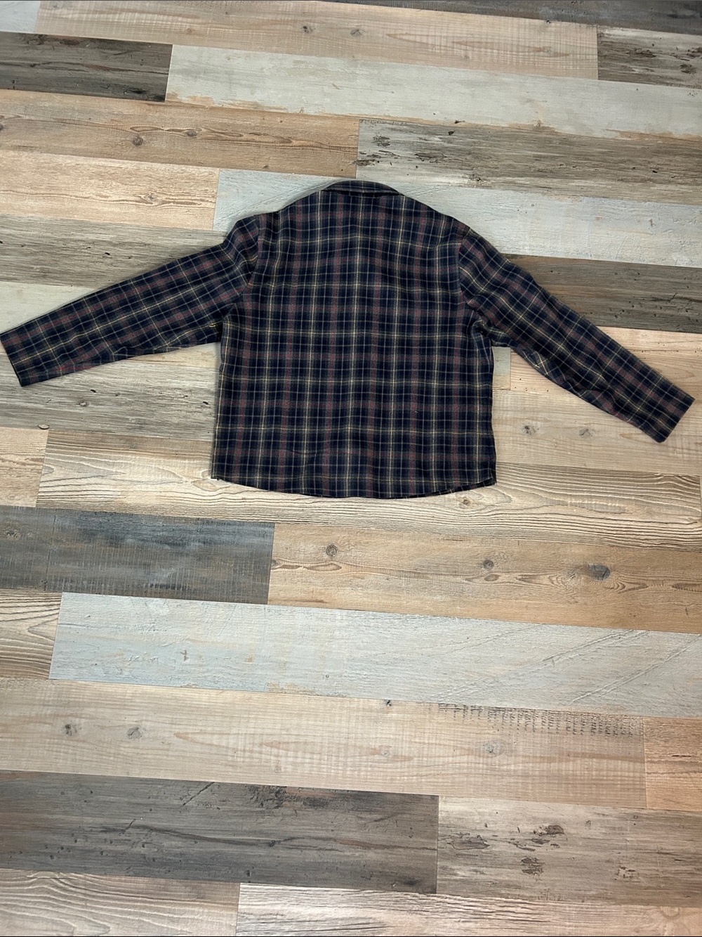 Liz Claiborne Plaid Button-Down Shirt - Navy, Brown Sz L Casual Cotton TC0465 - Picture 7 of 10